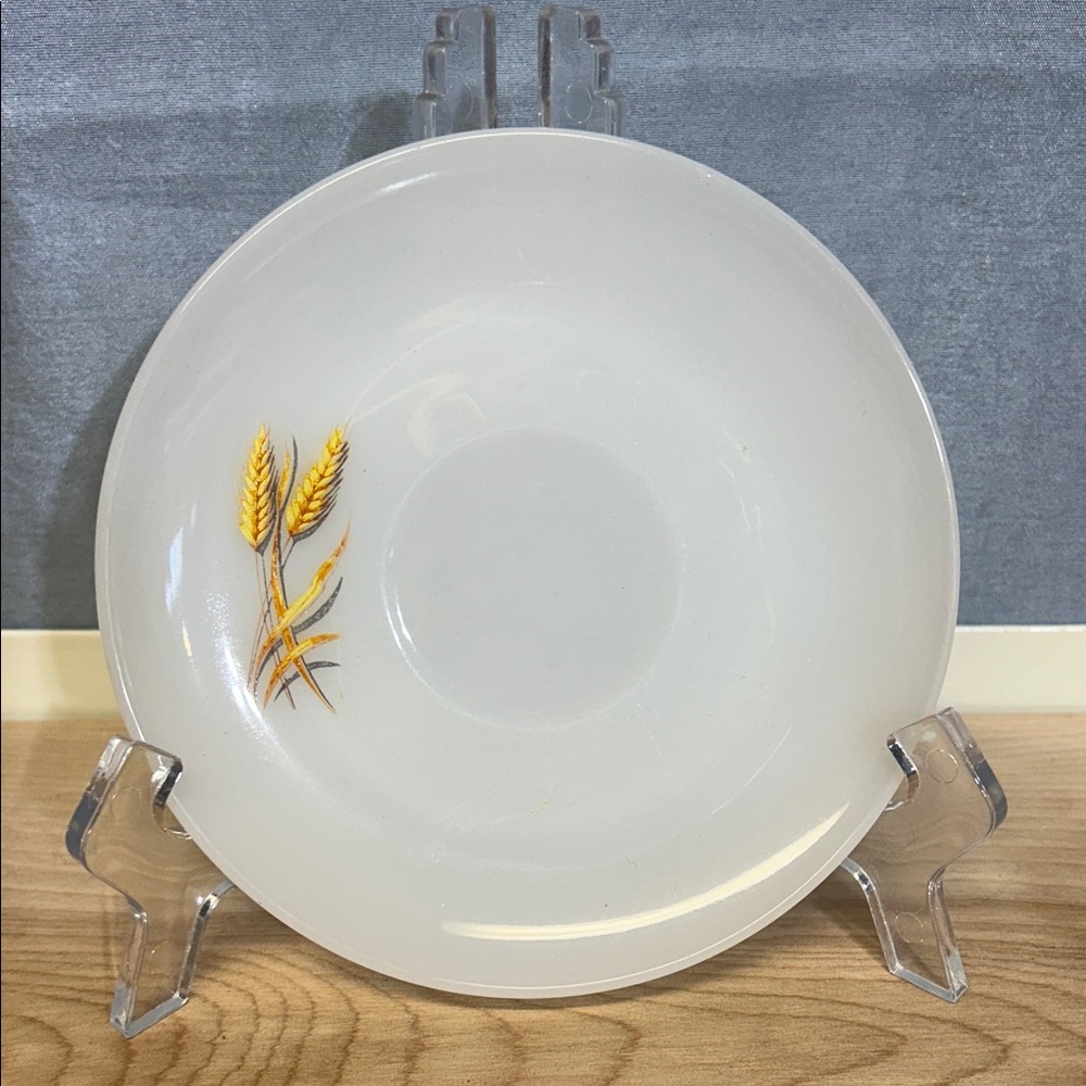 Vintage Fire-King Wheat Pattern Milk Glass 6 inches saucer Anchor Hocking